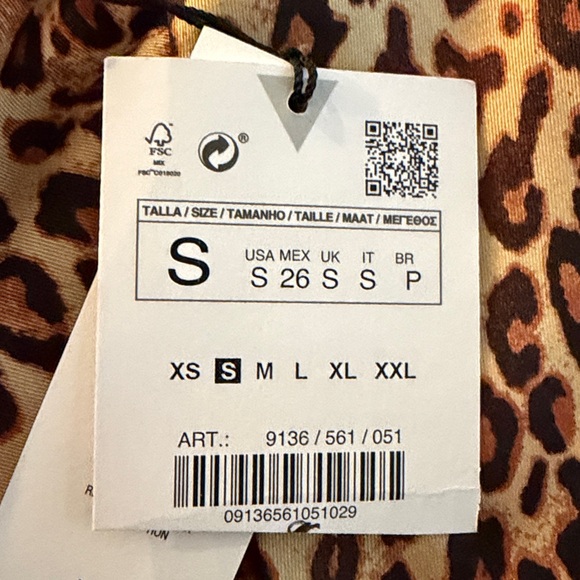 ZARA•long sleeve leopard print faux wrap mini satin dress Small NWT - Picture 5 of 5